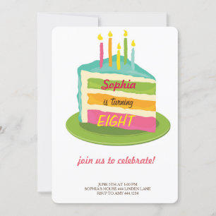 Invitaciones a la fiesta de cumpleaños del pastel