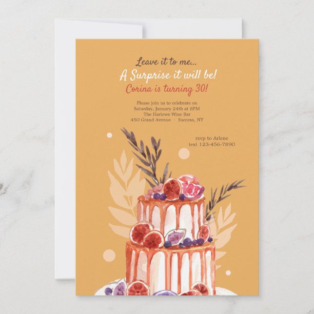 Invitaciones a la fiesta de cumpleaños del pastel  (Anverso)