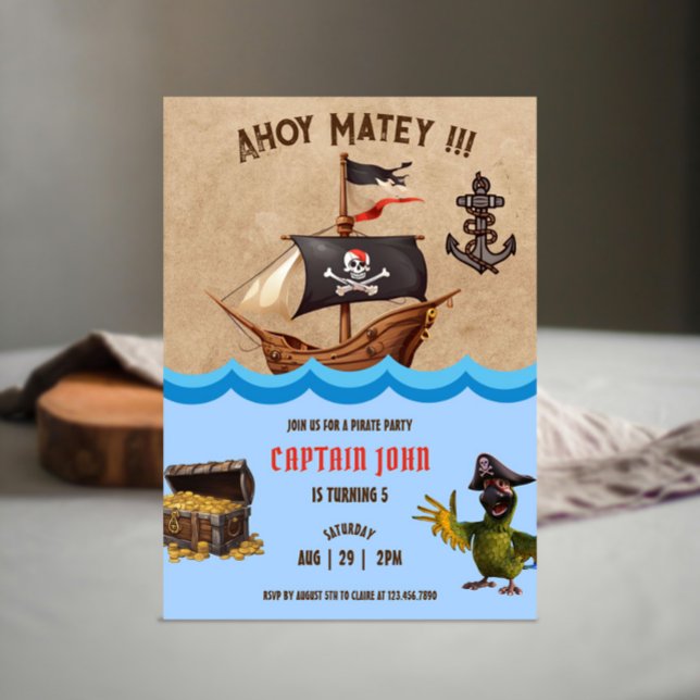 Invitaciones a la fiesta de cumpleaños del pirata (Subido por el creador)