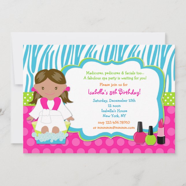 Invitaciones a la fiesta de cumpleaños del Spa (Anverso)