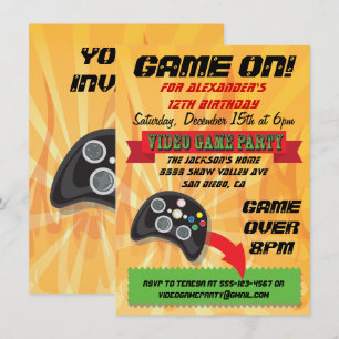 Invitaciones a la fiesta de cumpleaños del videoju