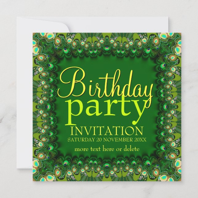 Invitaciones a la fiesta de cumpleaños Green Peaco (Anverso)