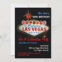 Invitaciones a la fiesta de cumpleaños Las Vegas