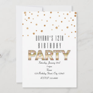 Invitaciones a la fiesta de cumpleaños moderna de 