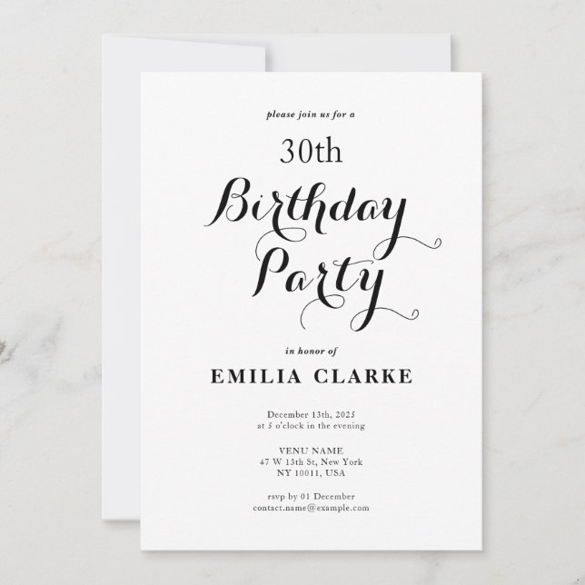 Invitaciones a la fiesta de cumpleaños moderna par (Anverso)