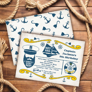 Invitaciones a la fiesta de cumpleaños náutica del