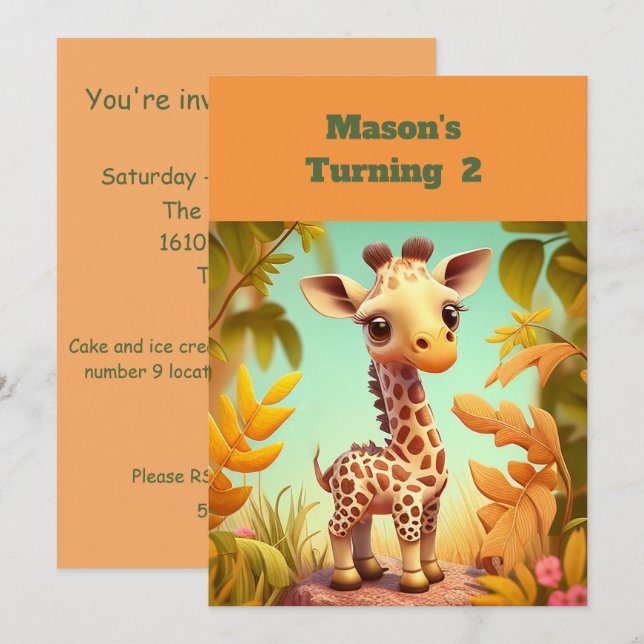 Invitaciones a la fiesta de cumpleaños neutral de  (Anverso / Reverso)