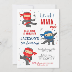Invitaciones a la fiesta de cumpleaños Ninja Karat