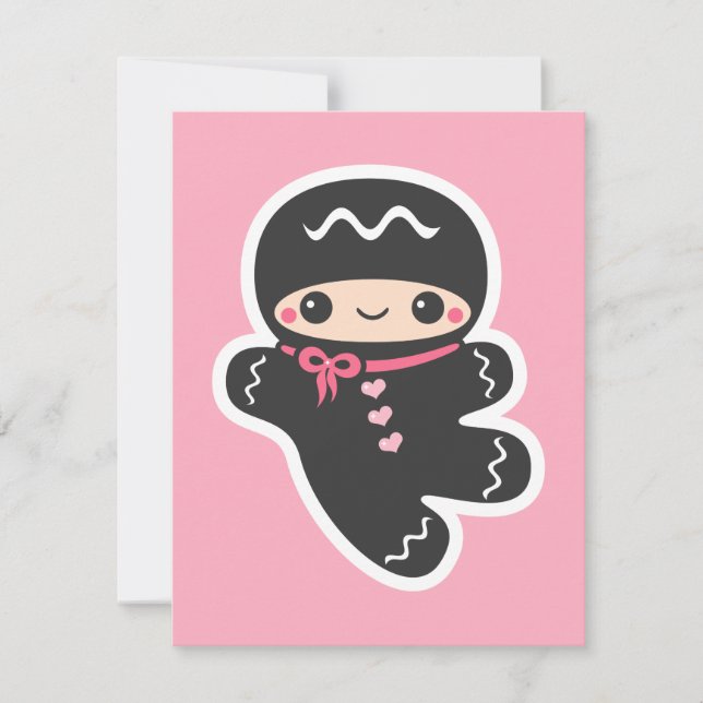 Invitaciones a la fiesta de cumpleaños Ninja Rosa (Anverso)