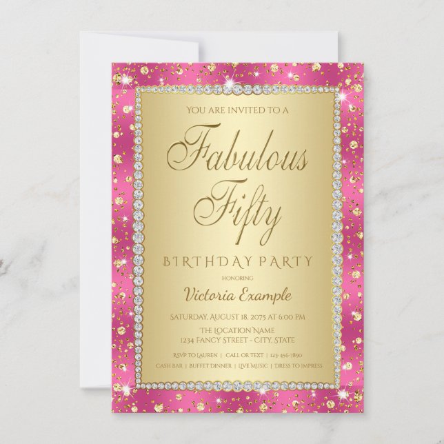 Invitaciones a la fiesta de cumpleaños número 50 d (Anverso)