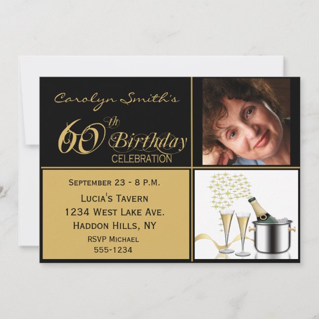 Invitaciones a la fiesta de cumpleaños número 60 (Anverso)