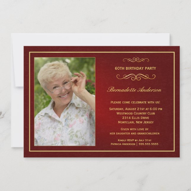 Invitaciones a la fiesta de cumpleaños número 60 - (Anverso)
