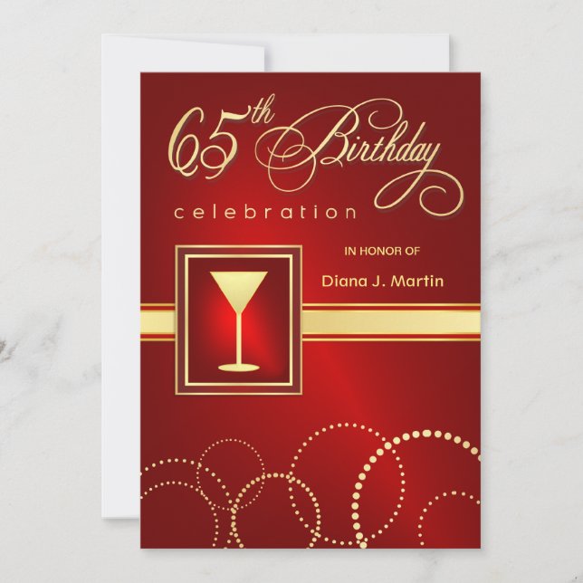 Invitaciones a la fiesta de cumpleaños número 65 - (Anverso)