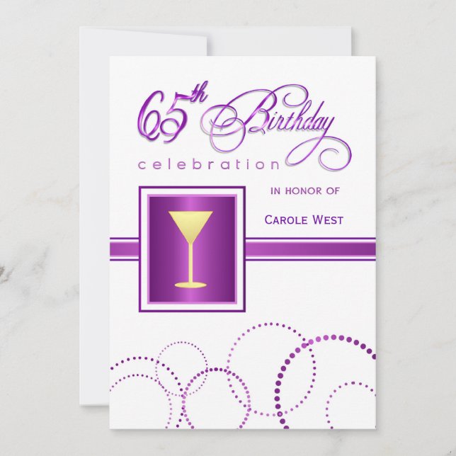 Invitaciones a la fiesta de cumpleaños número 65 - (Anverso)