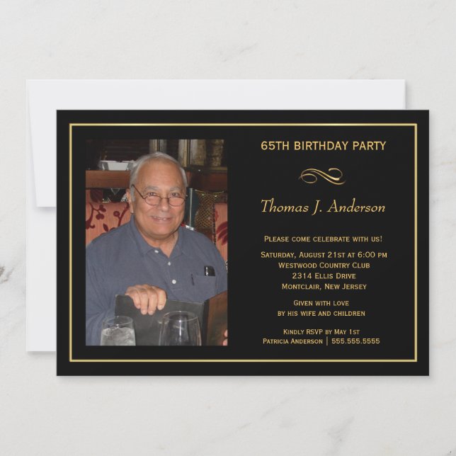 Invitaciones a la fiesta de cumpleaños número 65 - (Anverso)
