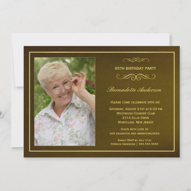 Invitaciones a la fiesta de cumpleaños número 65 - (Anverso)
