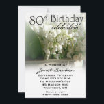 Invitaciones a la fiesta de cumpleaños número 80 d<br><div class="desc">Esta es una delicada y floral invitación de cumpleaños número 80 honrada con el lirio más hermoso del valle.  Esto es tan fácil de personalizar con su ochenta información para hacer que esta fiesta verdaderamente especial de cumpleaños número 80 sea una invitación que sus invitados seguramente amarán.</div>