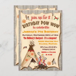 Invitaciones a la fiesta de cumpleaños Pow Wow Tee