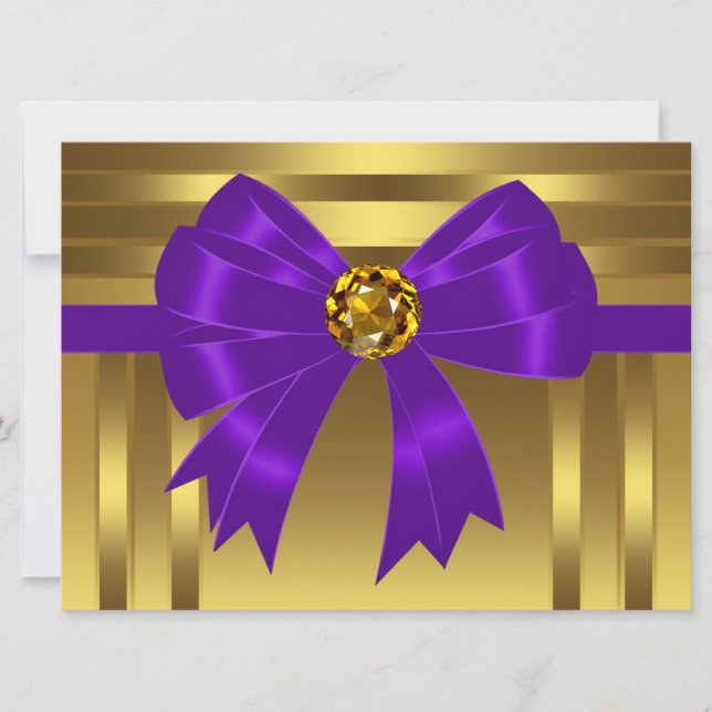 Invitaciones a la fiesta de cumpleaños Purple Gold (Anverso)