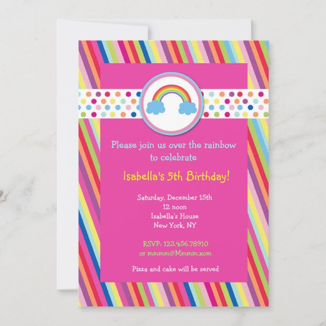 Invitaciones a la fiesta de cumpleaños Rainbow (Anverso)
