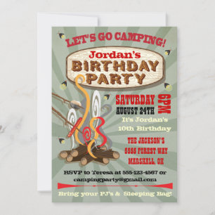Invitaciones a la fiesta de cumpleaños Rustic Camp