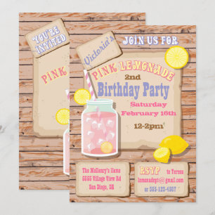 Invitaciones a la fiesta de cumpleaños Rustic Pink