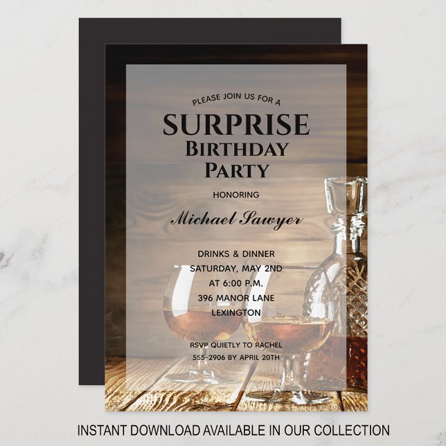 Invitaciones a la fiesta de cumpleaños Rustic Whis (INSTANT DOWNLOAD available in our collection to send your invitations digitally.)