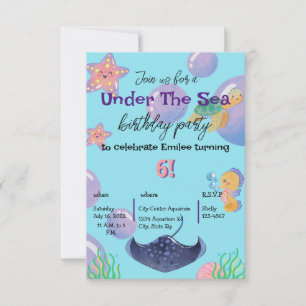 Invitaciones a la fiesta de cumpleaños Sea