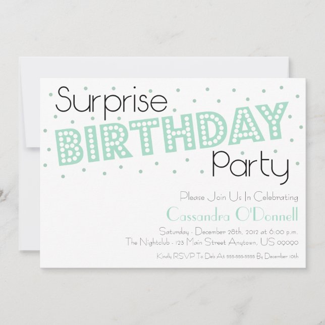 Invitaciones a la fiesta de cumpleaños sorpresa de (Anverso)