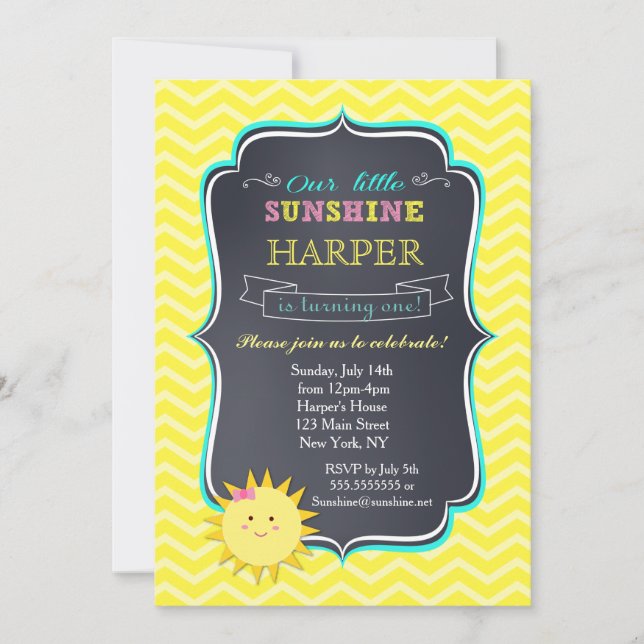 Invitaciones a la fiesta de cumpleaños Sunshine (Anverso)