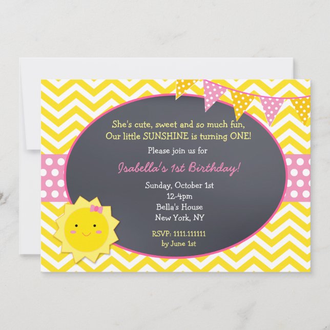 Invitaciones a la fiesta de cumpleaños Sunshine Ch (Anverso)