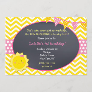 Invitaciones a la fiesta de cumpleaños Sunshine Ch