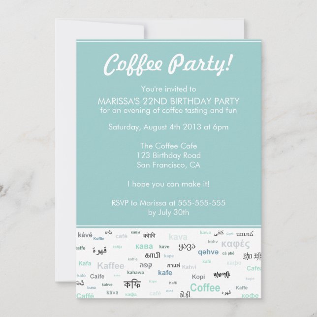 Invitaciones a la fiesta de cumpleaños temática de (Anverso)