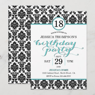 Invitaciones a la fiesta de cumpleaños Turquoise D