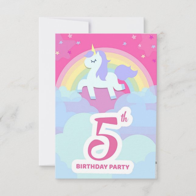 Invitaciones a la fiesta de cumpleaños - Unicornio (Anverso)