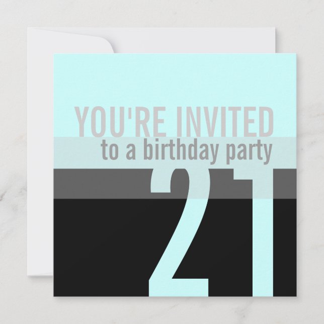 Invitaciones a la fiesta de cumpleaños {Verde azul (Anverso)