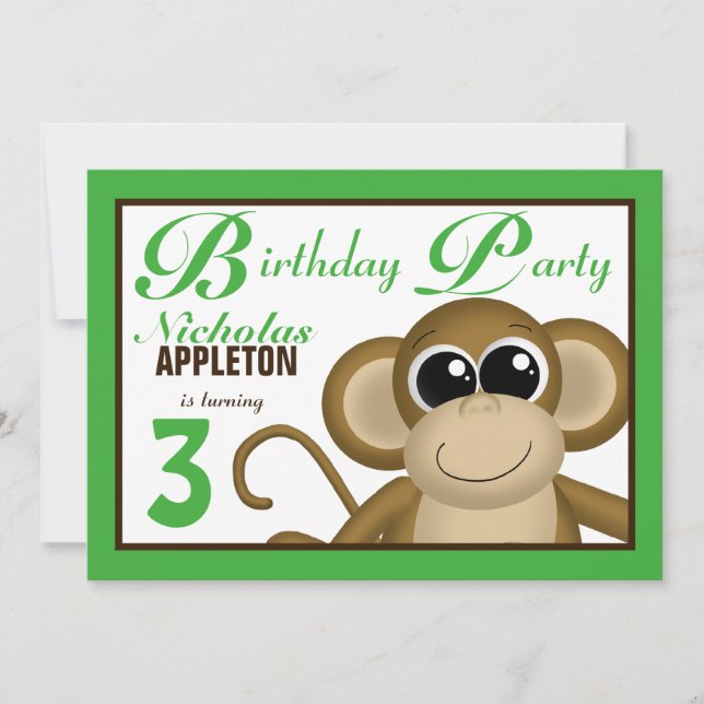 Invitaciones a la fiesta de cumpleaños verde de lo (Anverso)