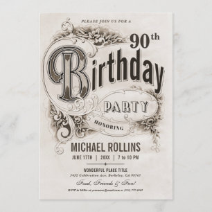 Invitaciones a la Fiesta de Cumpleaños Vintage Sup