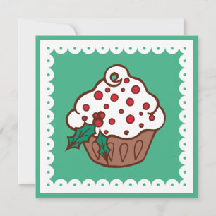 Invitaciones a la fiesta de cupcakes de Navidad Ho