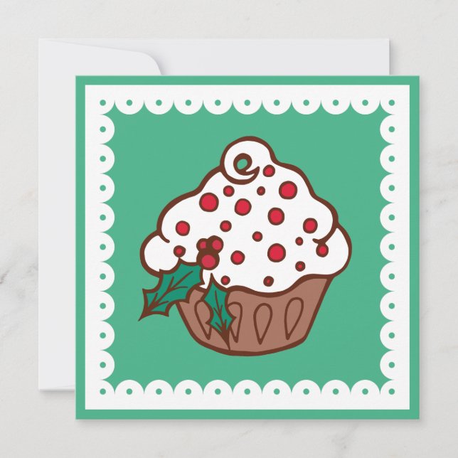 Invitaciones a la fiesta de cupcakes de Navidad Ho (Anverso)