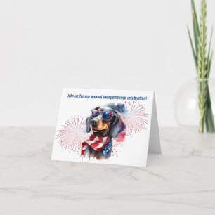Invitaciones a la fiesta de Dachshund del 4 de jul