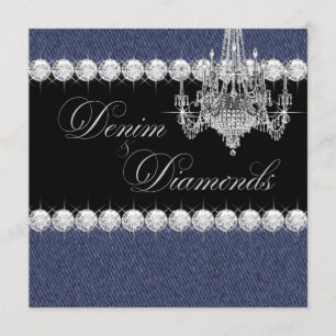 Invitaciones a la fiesta de denim y diamante