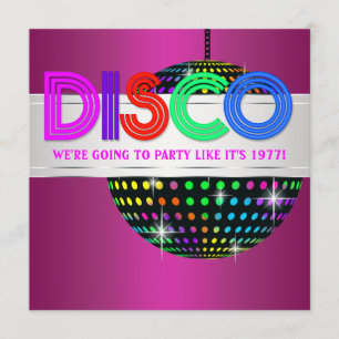 Invitaciones a la fiesta de discoteca rosa calient