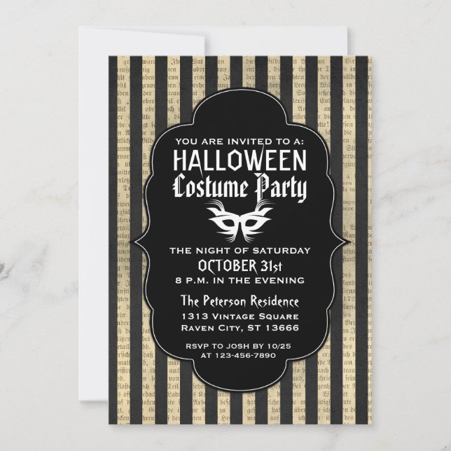 Invitaciones a la fiesta de disfraces de Halloween (Anverso)
