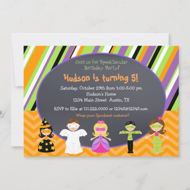 Invitaciones a la fiesta de disfraces de Halloween (Anverso)