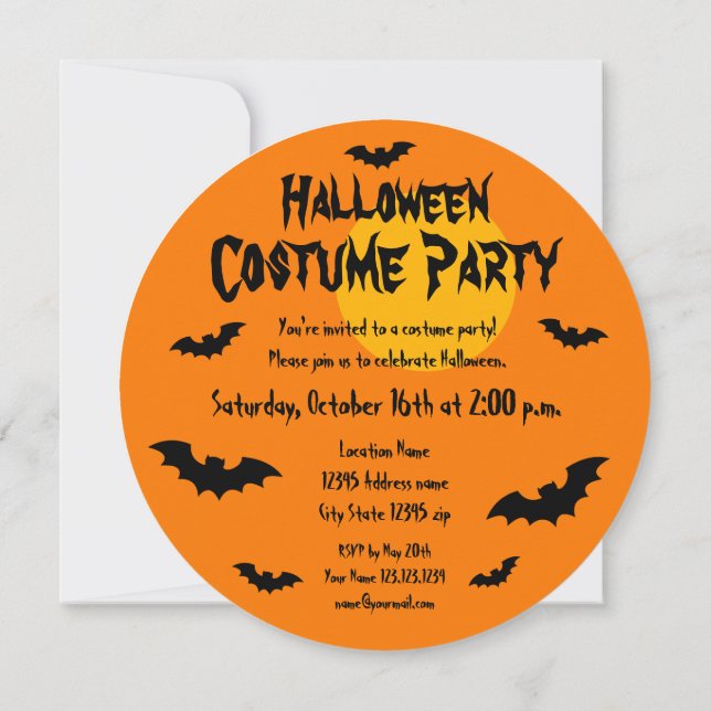 Invitaciones a la fiesta de disfraces de Halloween (Reverso)