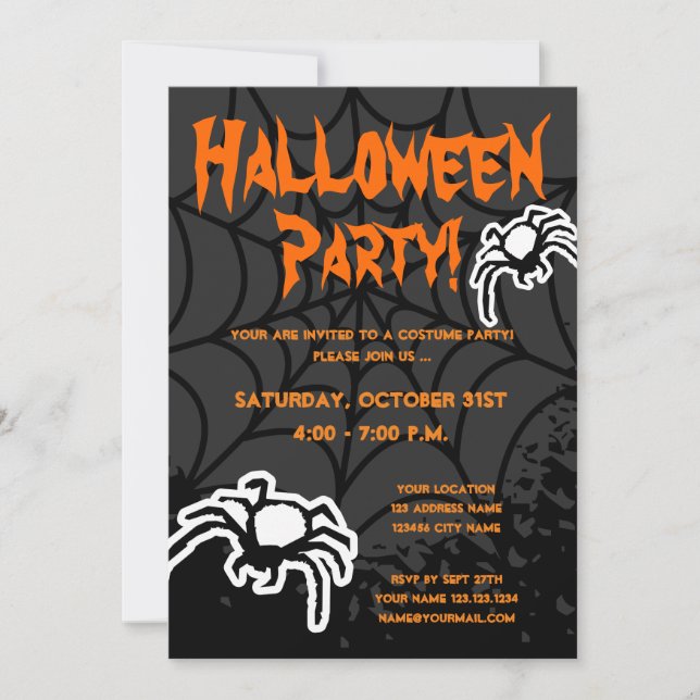 Invitaciones a la fiesta de disfraces de Halloween (Anverso)