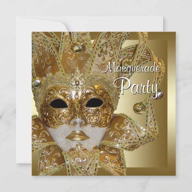 Invitaciones a la fiesta de disfraces de oro negro (Anverso)