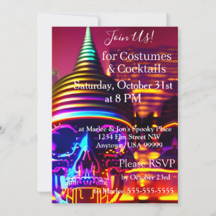 Invitaciones a la fiesta de disfraces y cócteles d