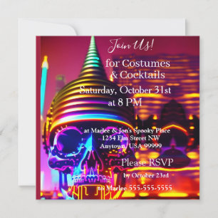 Invitaciones a la fiesta de disfraces y cócteles d